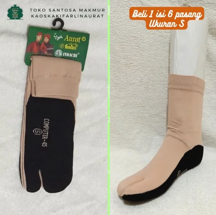 BELI 1 ISI 6 PASANG Kaos Kaki Jempol Matakaki Tapak Hitam Merek Farlin Santosa Makmur Grosir - Gambar 2